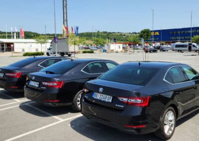 Our black cars parked in front of Ikea store in Belgrade